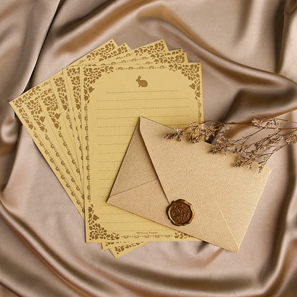 Linen Envelope Letter Paper Set Retro Love Letter Chinese Style Cowhide Special Paper Invitation Postcard Fire Paint Envelope