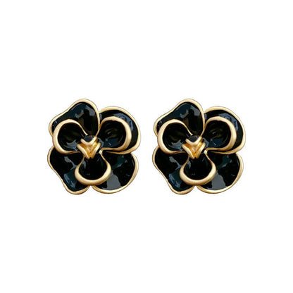 Chic Pearl Geometric Flower Alloy Pearl Inlay Earrings