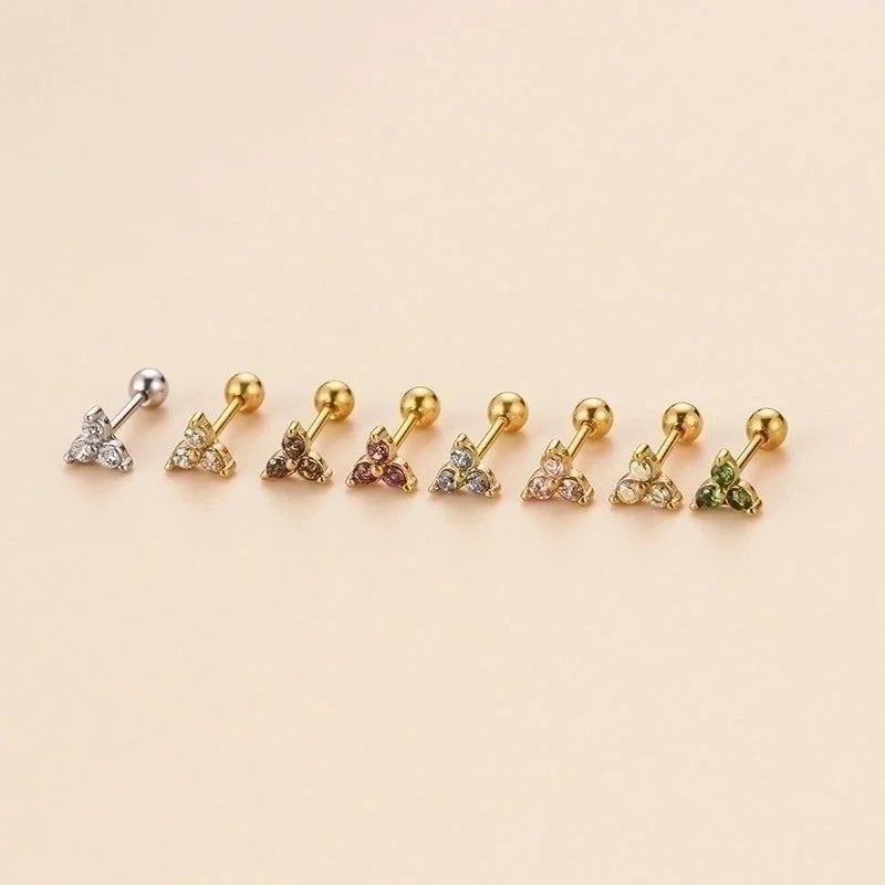 1 Piece Ear Cartilage Rings & Studs Fashion Geometric 316L Stainless Steel Plating Zircon
