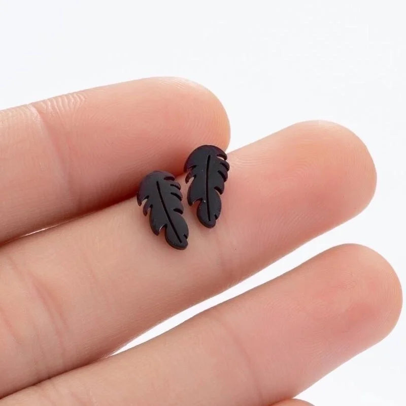 1 Pair Minimalist Feather Plating 201 Stainless Steel 18K Gold Plated Ear Studs