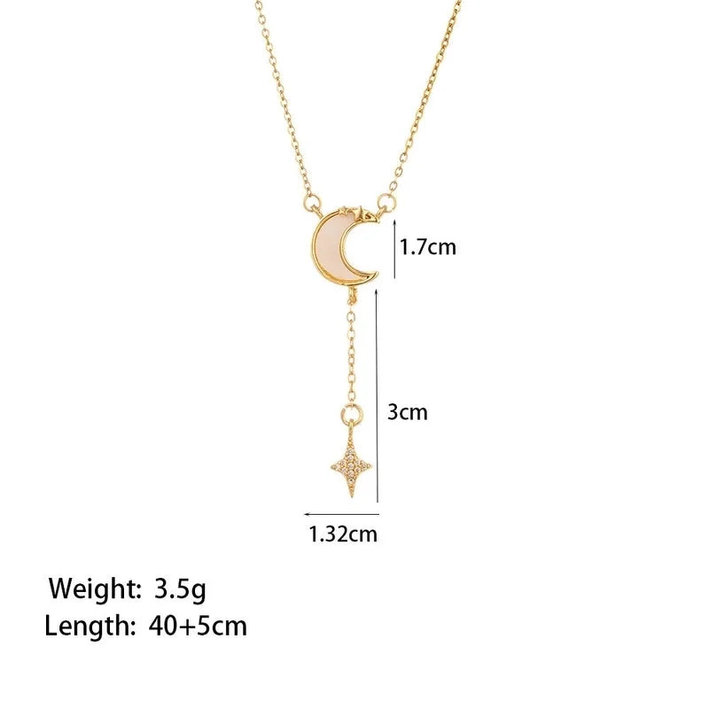 Titanium Steel Copper Plating Heart Shape Flower Bow Knot Pendant Necklace