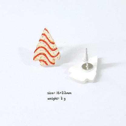 Christmas Christmas Tree Rainbow Sloth Dinosaur Candy House Crystal Ball Christmas Ball Cup Gingerbread Man Earrings