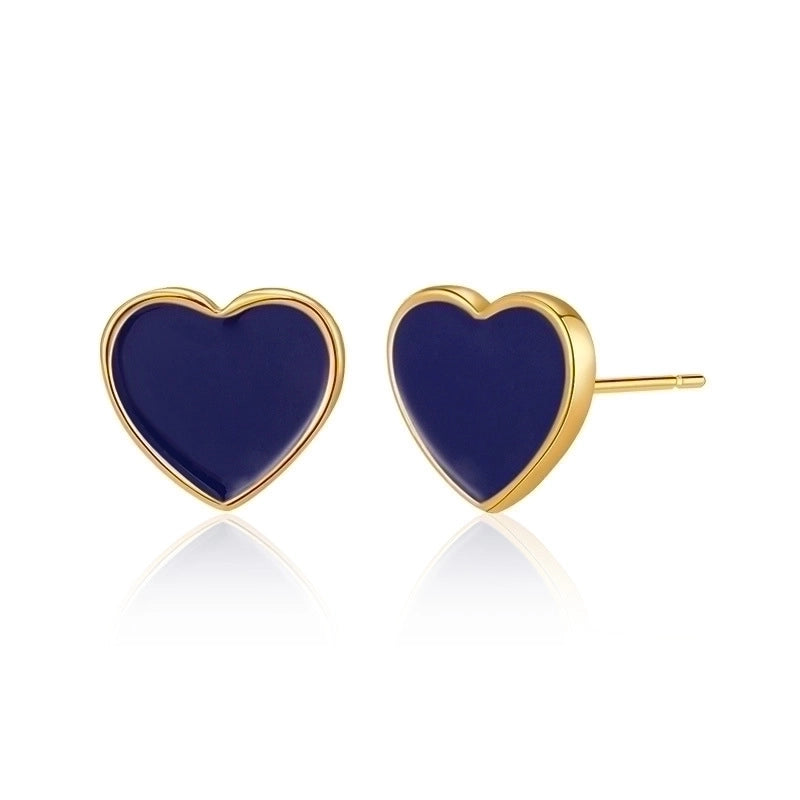 1 Pair Retro Sweet Triangle Devil\'s Eye Heart Shape Enamel Plating Inlay Copper Zircon 18k Gold Plated Ear Studs