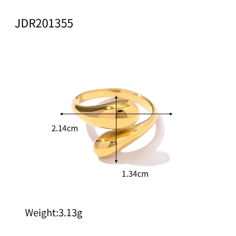 IG Style Geometric 304 Stainless Steel Artificial Pearls Zircon 18K Gold Plated Inlay Open Rings Rings