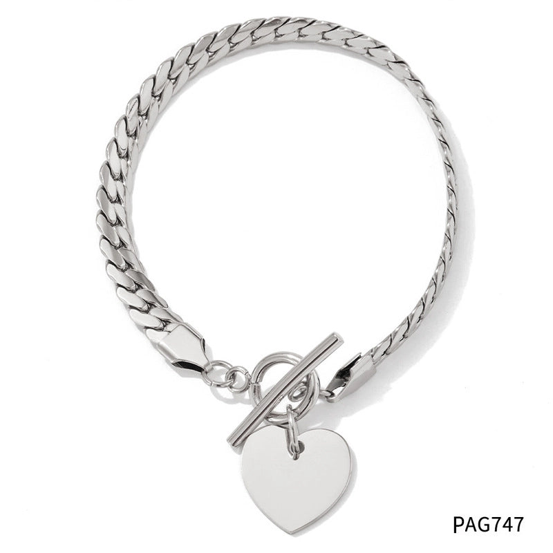 Fashion Heart Shape Stainless Steel Plating Bracelets Necklace