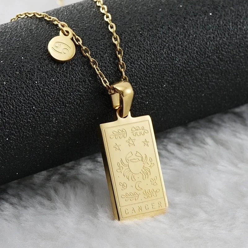 Fashion Square Constellation 304 Stainless Steel 18K Gold Plated Plating Stainless Steel Necklaces