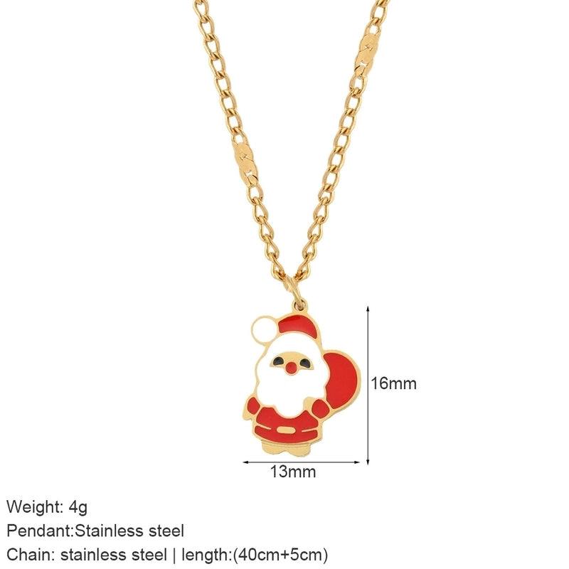Nordic Style Classic Style Gingerbread Moon 316L Stainless Steel Plating Pendant Necklace