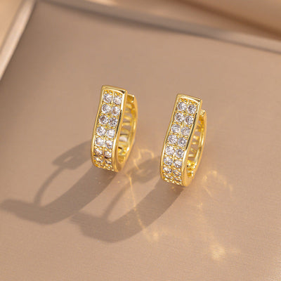 2 Pieces Moderate Luxury Flower Copper Diamond Inlay Stud Earrings