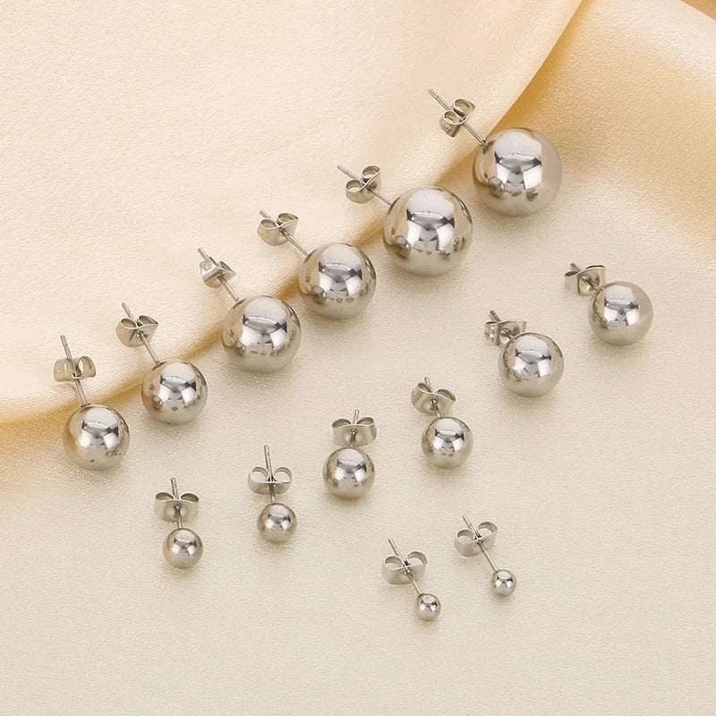 1 Pair Minimalist Round 304 Stainless Steel 18K Gold Plated Ear Studs