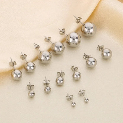 1 Pair Minimalist Round 304 Stainless Steel 18K Gold Plated Ear Studs