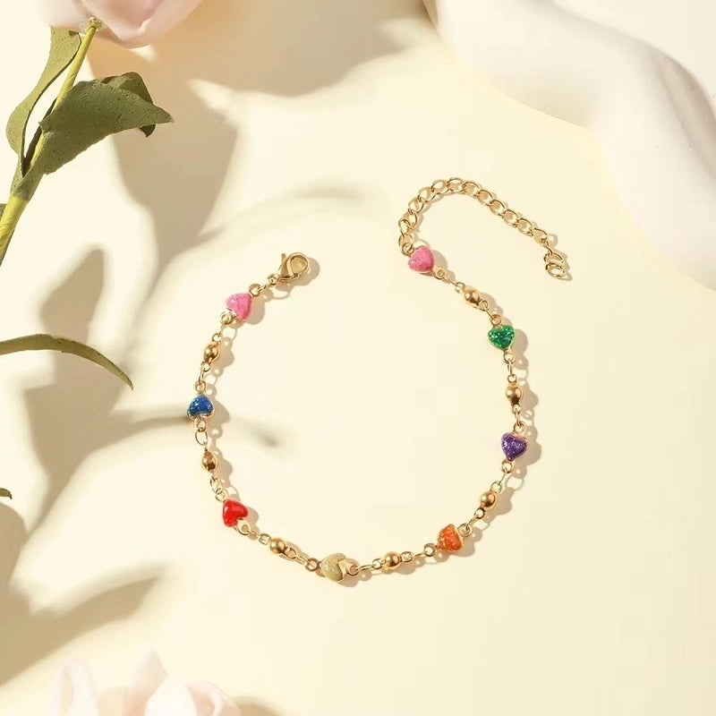 2 Pieces 304 Stainless Steel 18K Gold Plated Sweet Enamel Color Block Jewelry Set