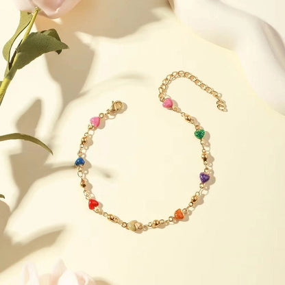 2 Pieces 304 Stainless Steel 18K Gold Plated Sweet Enamel Color Block Jewelry Set