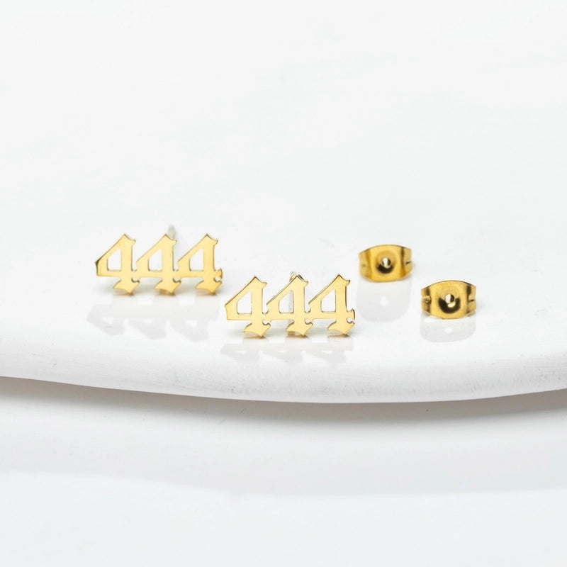 1 Pair Minimalist Number Plating Hollow Out 304 Stainless Steel 18K Gold Plated Ear Studs