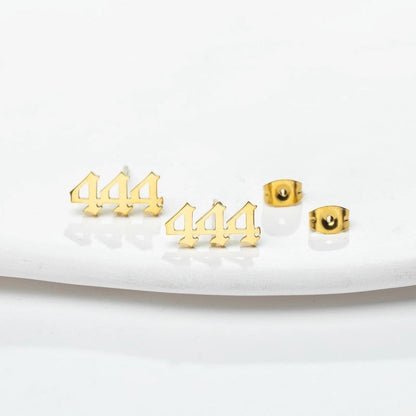 1 Pair Minimalist Number Plating Hollow Out 304 Stainless Steel 18K Gold Plated Ear Studs