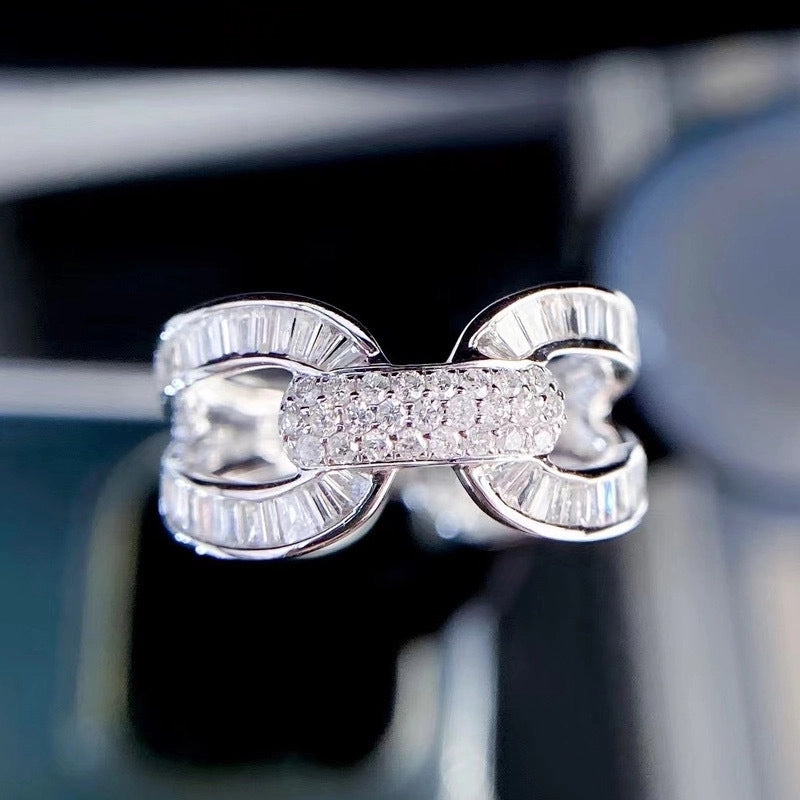 Copper Minimalist Classic Style Inlay Solid Color Zircon Rings