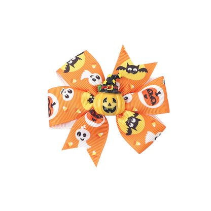 Halloween Funny Halloween Pattern Rib Ribbon Party Hairpin