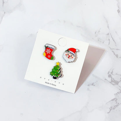 Spot Cartoon Acrylic Christmas Brooch Badge Snowman Elk Christmas Tree Collar Pin Set Corsage