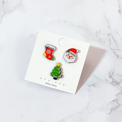 Spot Cartoon Acrylic Christmas Brooch Badge Snowman Elk Christmas Tree Collar Pin Set Corsage