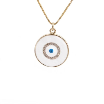 Yiwu Foreign Trade Copper Zircon Ornament European And American Copper Plated Real Gold Love Fatima Devil's Eye Necklace
