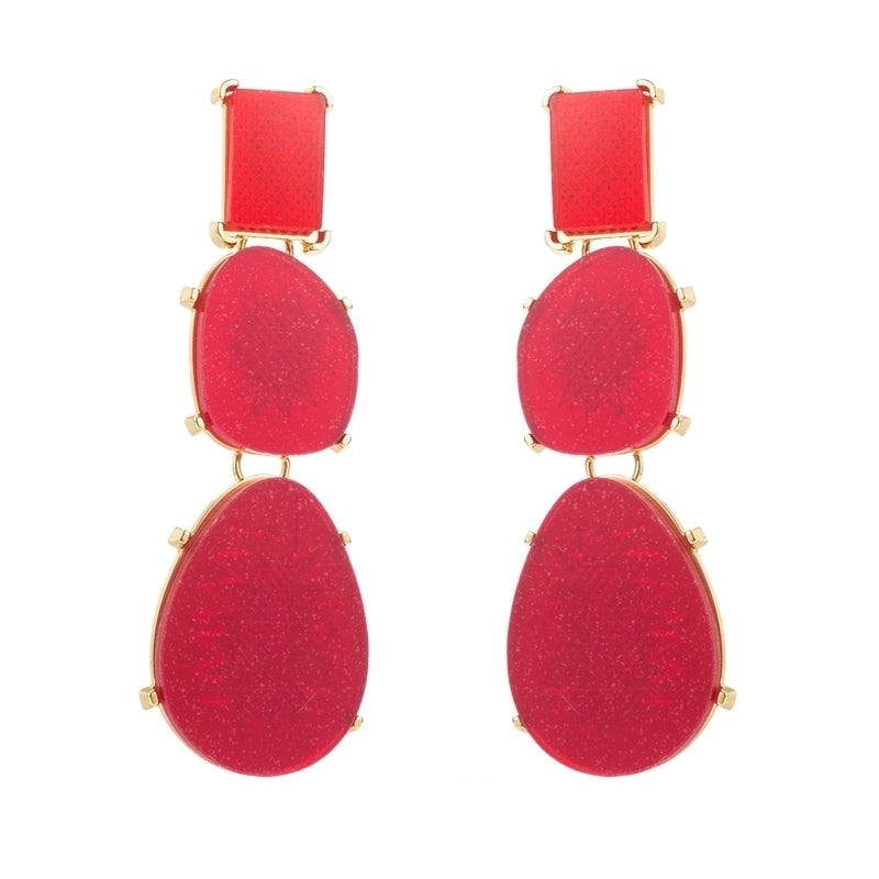 1 Pair Exaggerated Minimalist Geometric Inlay Alloy Resin Gold Plated Drop Earrings