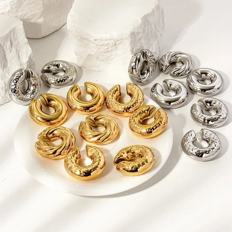 1 Piece Minimalist Classic Style Solid Color Plating 304 Stainless Steel Ear Cuffs