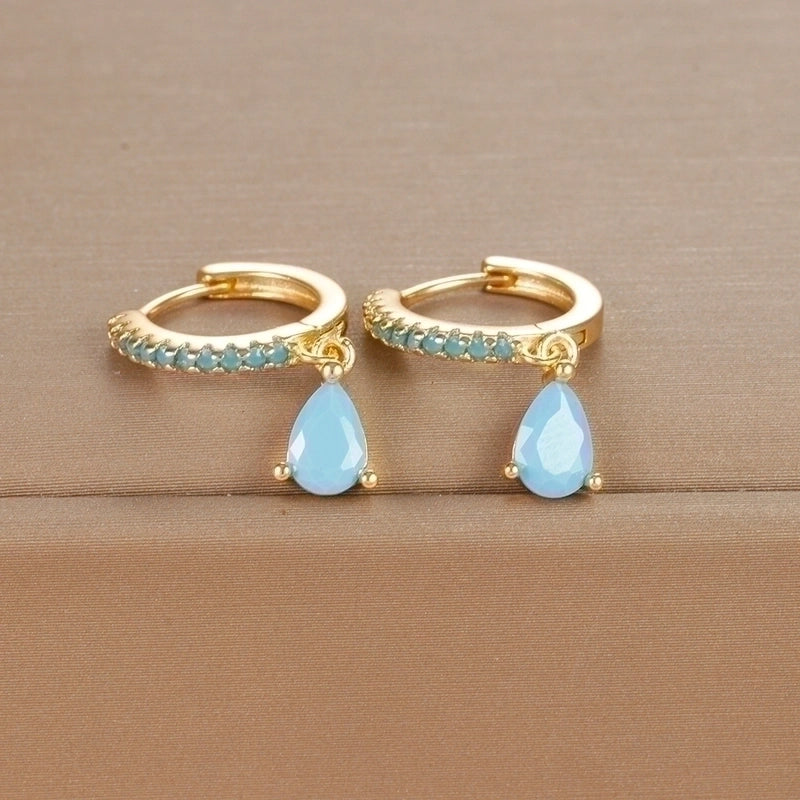 1 Pair IG Style Shiny Water Droplets Plating Inlay Copper Zircon Drop Earrings