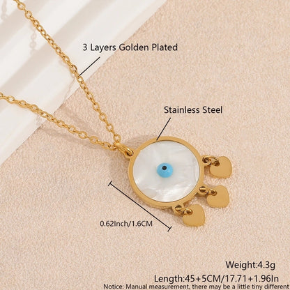 Casual Classic Style Commute Devil's Eye Heart Shape 304 Stainless Steel Zircon 18K Gold Plated Gold Plated Plating Stainless Steel Necklaces