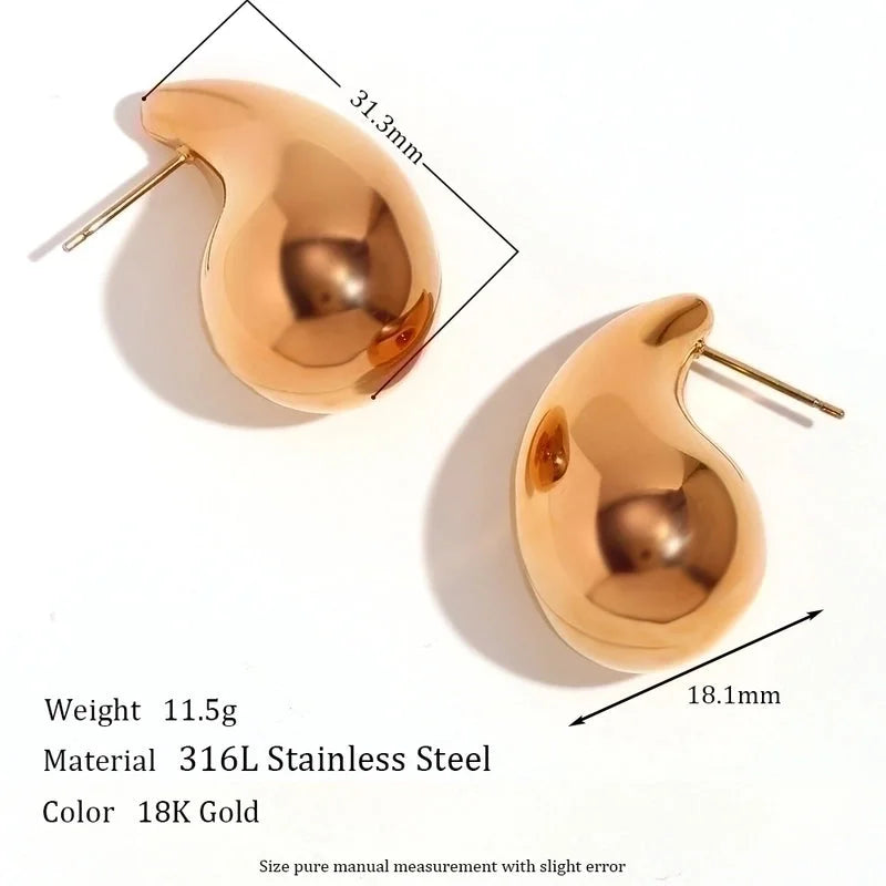 1 Pair Minimalist Classic Style Water Droplets Plating Stainless Steel 18k Gold Plated Ear Studs