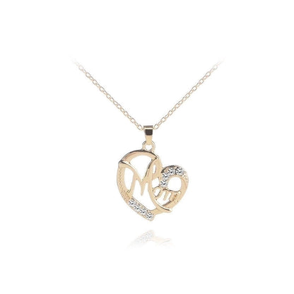 1 Piece Mama Minimalist Letter Moon Heart Shape Alloy Copper Plating Inlay Artificial Rhinestones Artificial Diamond Rose Gold Plated Gold Plated Silver Plated Pendant Necklace