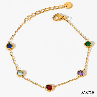 3 Pieces Casual Modern Style Geometric 304 Stainless Steel Zircon 16K Gold Plated White Gold Plated Gold Plated Plating Inlay Bracelets