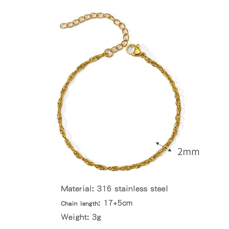 Minimalist Classic Style Geometric 304 Stainless Steel Cable Chain Snake Chain Bracelets In Bulk