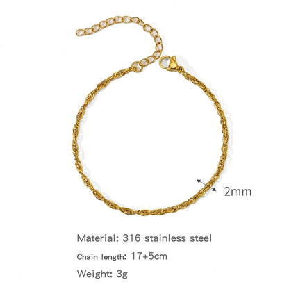 Minimalist Classic Style Geometric 304 Stainless Steel Cable Chain Snake Chain Bracelets In Bulk