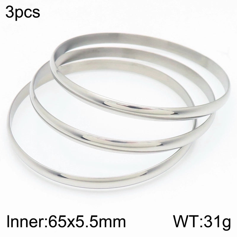 Minimalist Round Stainless Steel 18K Gold Plated Bangle In Bulk