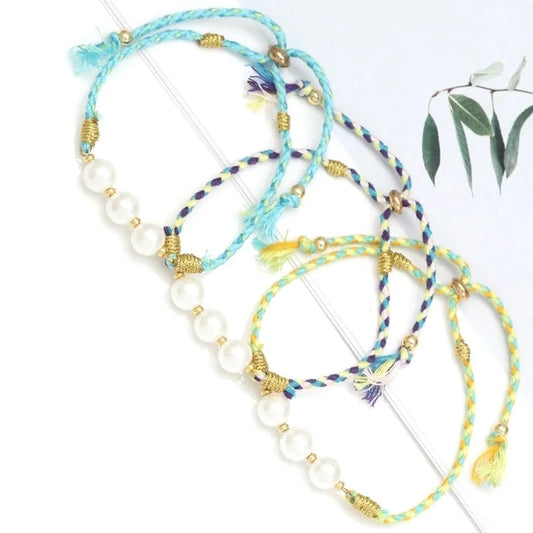 Minimalist Classic Style Color Block Imitation Pearl Polyester Bracelets