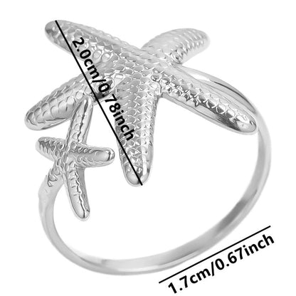Casual Marine Style Starfish 304 Stainless Steel 18K Gold Plated Polishing Open Rings