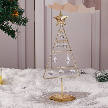 Christmas Electroplated Iron Tree Led Lighted Crystal Christmas Tree Desktop Decoration Christmas Eve Party Supplies