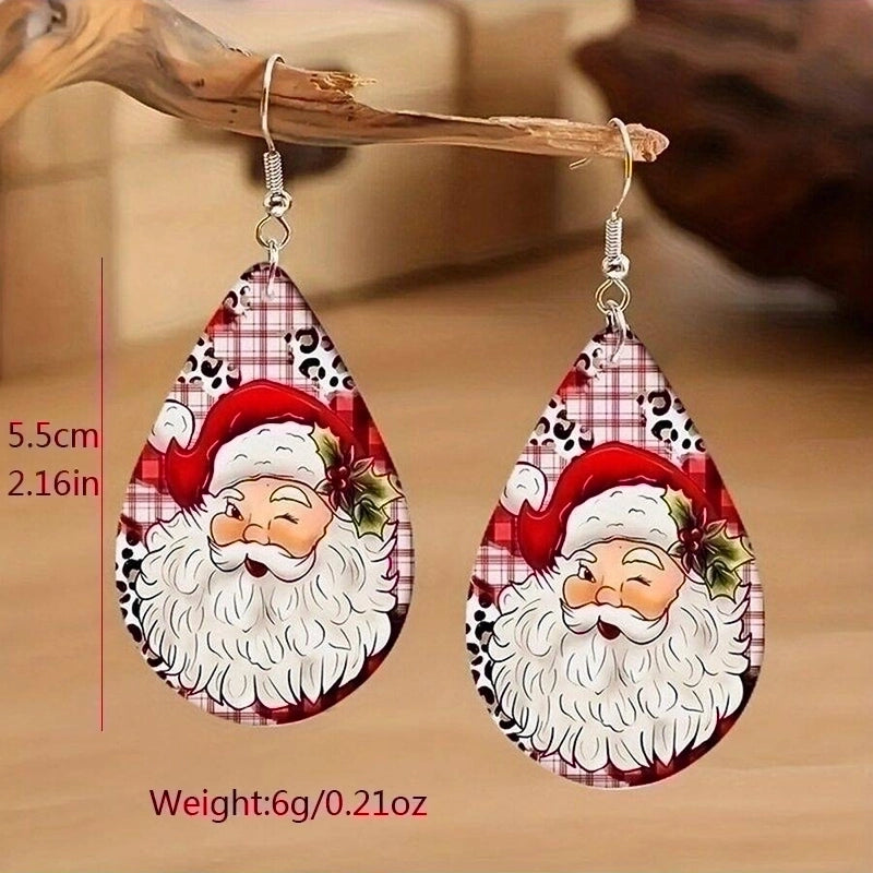 1 Pair Cartoon Style Christmas Tree Santa Claus Arylic Drop Earrings