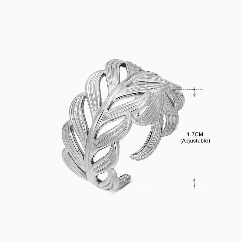 3 Pieces Basic Classic Style Geometric Leaf Stainless Steel Plating Open Rings