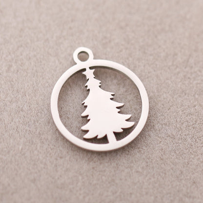 5 PCS/Package 13*16mm 14*19mm 304 Stainless Steel Christmas Tree Snowman Snowflake Pendant Jewelry Accessories