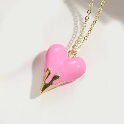 Copper 14K Gold Plated Heart Shape Pendant Necklace