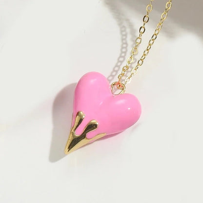 Copper 14K Gold Plated Heart Shape Pendant Necklace