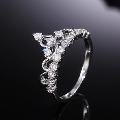 Creative Fashion Copper Micro-encrusted Zircon Women's Crown Ring
