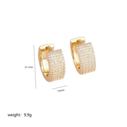 1 Pair Elegant Lady Circle Plating Inlay Copper Zircon 18k Gold Plated Earrings