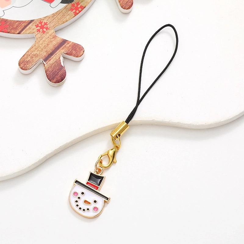 Cute Christmas Tree Snowman Snowflake Alloy Plating Christmas Bag Pendant Mobile Phone Chain