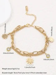 IG Style Classic Style Sunflower Heart Shape 304 Stainless Steel Bracelets In Bulk