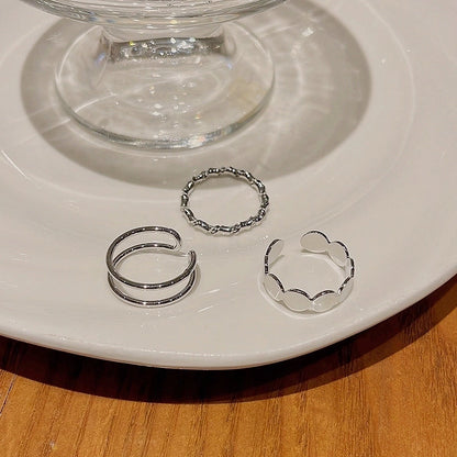 Minimalist Heart Shape Flower Bow Knot Copper Inlay Artificial Pearls Opal Zircon Rings