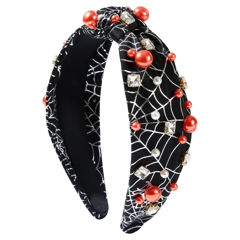 Women's Hip-Hop Funny Halloween Pattern Spider Web Alloy Diamond Hair Band