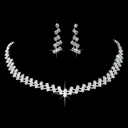 Minimalist Solid Color Rhinestone Inlay Zircon Jewelry Set