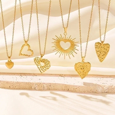 Elegant Minimalist Heart Shape 304 Stainless Steel 18K Gold Plated Plating Hollow Out Pendant Necklace