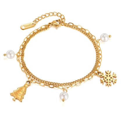 French Style Minimalist IG Style Christmas Tree Snowflake 304 Stainless Steel Bracelets In Bulk Christmas